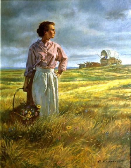 Prairie Fever was also known as “Prairie Madness.” It affected settlers emigrating to the Great Plains following the Homestead Act of 1862. It affected men but women were more prone to the affliction caused by isolation and the loneliness on the endless, windblown prairies. Lds Church History, Pioneer Day, Wilde Westen, Lds Art, Cowboy Art, Art Et Illustration, Western Art, Pioneer Woman, Religious Art