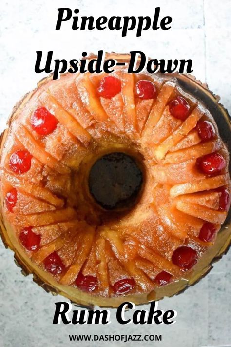 A pineapple upside down cake recipe spiked with rum! This unique southern cake recipe with a twist will be your new favorite boozy dessert idea. Get this stunning bundt cake recipe with butter rum glaze from Dash of Jazz #dashofjazzblog #pineappleupsidedowncake #pineappleupsidedowncakerecipe #rumcakerecipe Pineapple Upsidedown Cake Recipe, Pineapple Bundt Cake, Pineapple Upside Down Bundt Cake Recipe, Rum Cake Recipe Easy, Rum Cake Recipe, Southern Cake, Christmas Bakery, Cake Bread, Boozy Desserts