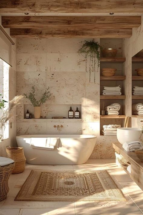 Natural Bathroom, Chic Bathrooms, Bathroom Inspiration Decor, Dream Bathrooms, Main Bathroom, Bathroom Decor Ideas, Dream Bathroom, Bathroom Inspo, House Bathroom