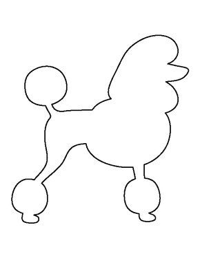 Poodle pattern. Use the printable outline for crafts, creating stencils, scrapbooking, and more. Free PDF template to download and print at http://patternuniverse.com/download/poodle-pattern/ Birthday Art Projects, Poodle Outline, Poodle Skirt Pattern, Poodle Clipart, Poodle Pattern, Dog Sketches, Printable Outline, Poodle Drawing, Dog Template