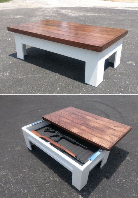 Coffee Table With Hidden Storage, Tea Table Design, Concealment Furniture, Coffee Table Plans, Sliding Table, Coffee Table Trunk, Set Sofa, Patio Furniture Ideas, Tables Diy