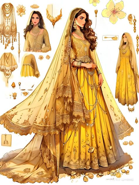 Indian Queen Dress, Modest Street Fashion, Fashion Design Books, Fashion Illustrations Techniques, Fashion Drawing Sketches, Fashion Artwork, Dress Illustration, Aesthetic Dress, Fashion Design Collection