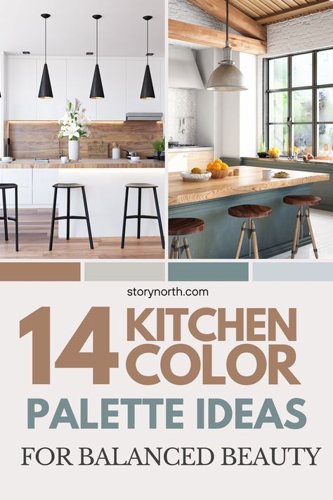 Achieve a harmonious balance in your kitchen with these carefully curated color palettes. Explore tones that seamlessly blend, creating a space that is both visually stunning and soothing. #BalancedDesign #KitchenHarmony #ColorfulLiving Kitchen Counter Decorations, Kitchen Color Pallet, Warm Kitchen Colors, Neutral Kitchen Colors, Kitchen Palette, Small Kitchen Colors, Countertop Redo, Popular Kitchen Colors, Modern Kitchen Colours