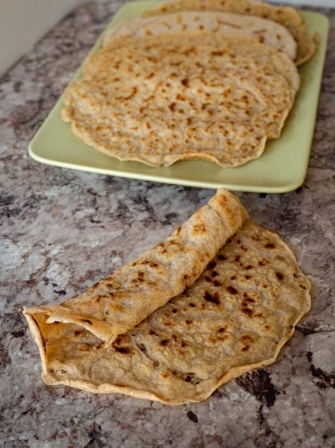 2 Ingredient Oat Tortillas - The Nessy Kitchen Oatmeal Tortillas, Oat Wraps, Emergency Bread, Oat Tortillas, Gluten Free Tortillas, Flat Breads, Paleo Bread, Tortilla Recipe, Homemade Tortillas