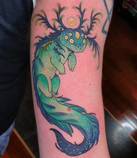 eldritch axolotl for Jake 🖤 made @sisters__inked #tattoo #canberraartist #canberratattoos #queertattoo #qttr #illustrativetattoo… | Instagram Anomalocaris Tattoo, Coelacanth Tattoo, Axolotl Fursona, Cuttlefish Tattoo, Axolotl Tattoo, Pressure Oc, Tattoo Chart, Ocean Sleeve, Beast Tattoo