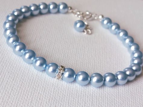 Pastel Blue Jewelry, Light Blue And Silver Wedding, Blue Pearl Jewelry, Baby Blue Jewelry, Wedding Light Blue, Blue Bridal Jewelry, Light Blue Jewelry, Blue Pearl Bracelet, Light Blue Bracelet