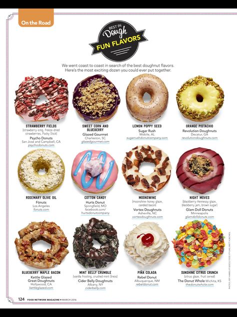 Donuts Flavors Ideas, Gourmet Donut Flavors, Unique Donut Flavors, Doughnut Flavor Ideas, Gourmet Donuts Ideas, Donut Flavours, Doughnut Flavors, Cafe Food Ideas, Hurts Donuts