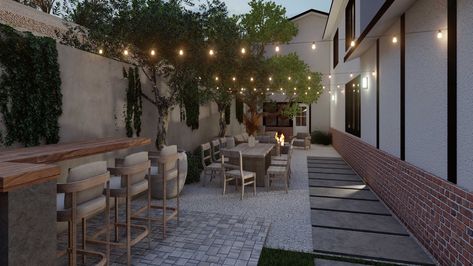 11 Stunning Side Yard Landscaping Ideas | Yardzen Side Alfresco Ideas, Side Yard Entertaining Ideas, Side Yard Patio Seating Areas, Narrow Backyard Landscaping Ideas, Narrow Outdoor Spaces Side Yards, Side Yard Dining Area, Long Side Yard Ideas, Side Yard Hardscape Ideas, Side Yard Courtyard