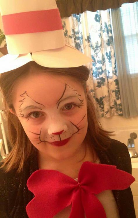 Dr. Seuss Dr Seuss Face Paint, Cat In The Hat Face Paint, Cat In The Hat Makeup, Dr Seuss Party Ideas, Girl Face Painting, Dr Seuss Week, Seuss Party, Face Painting Easy, Kids Theater