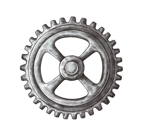 Hand-drawn gear illustration | free image by rawpixel.com / Noon Cog Drawings Gears, Gear Illustration, Gear Drawing, Gear Tattoo, Gear Wall Clock, Mechanical Gears, Steampunk Crafts, Gear Wheels, Gear Art