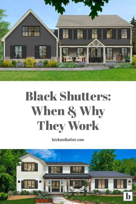 Black Shutters White House Interior, Black Windows Exterior Tan Siding, Black Shutter Paint Color, Urbane Bronze Shutters Exterior Houses, Dark Grey Shutters White House, Taupe Siding With Black Shutters, Grey House With Shutters Exterior, Brown Roof Black Shutters, Dark House Light Shutters