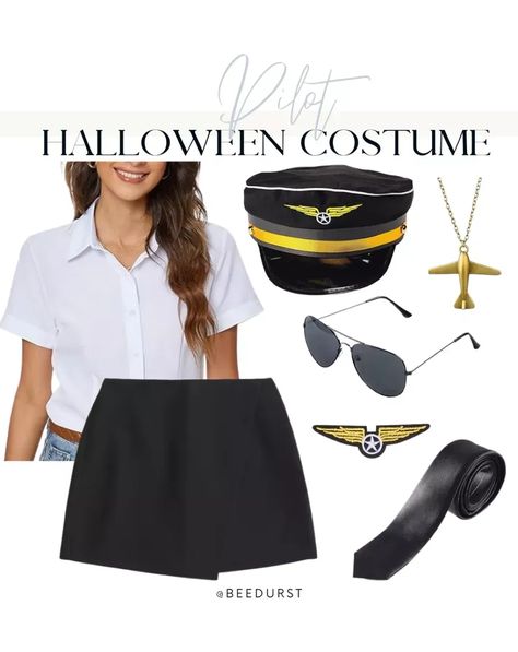 Halloween costume idea- Pilot Skort is from Abercrombie and can be worn all throughout the season. The button down top and accessories are all Amazon and super affordable! Add tights if you’re somewhere colder Cute Easy Halloween Costumes, Pilot Costume, Outfit Tips, Halloween Costume Idea, Diy Halloween Projects, Easy Halloween Costumes, Blog Instagram, Halloween Recipes, Halloween Activities