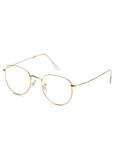 Shop Gold Frame Clear Lens Glasses online. SheIn offers Gold Frame Clear Lens Glasses & more to fit your fashionable needs. Golden Glasses Frames Women, Golden Round Glasses, Golden Glasses Frames, Golden Glasses, Gold Glasses Aesthetic, Gold Rimmed Glasses, Gold Glasses, Spectacles Frames, Presents For Women