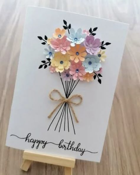 Handmade Greeting Card Designs, Happy Birthday Cards Handmade, Card Design Handmade, Creative Birthday Cards, Anniversaire Diy, Birthday Card Drawing, Simple Birthday Cards, Birthday Card Craft, Birthday Card Design