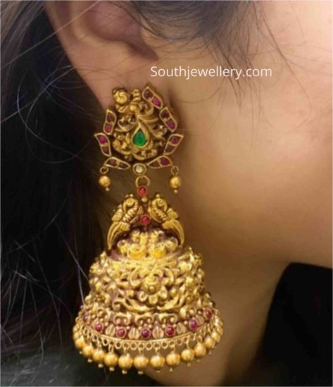 Buttalu Designs Gold, Nakshi Jhumkas, Buttalu Designs, Pearl Haram, Gold Buttalu, Polki Pendant, Temple Jewellery Earrings, Antique Gold Earrings, Gold Jhumka Earrings