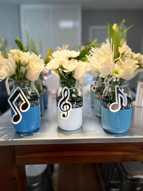 Music Theme Party Centerpiece, Music Themed Retirement Party, Music Birthday Party Centerpieces, Music Theme Table Centerpieces, Music Themed Centerpieces Diy Table Decorations, Music Baby Shower Theme, Music Table Decorations, Music Birthday Party Theme, Music Party Centerpieces