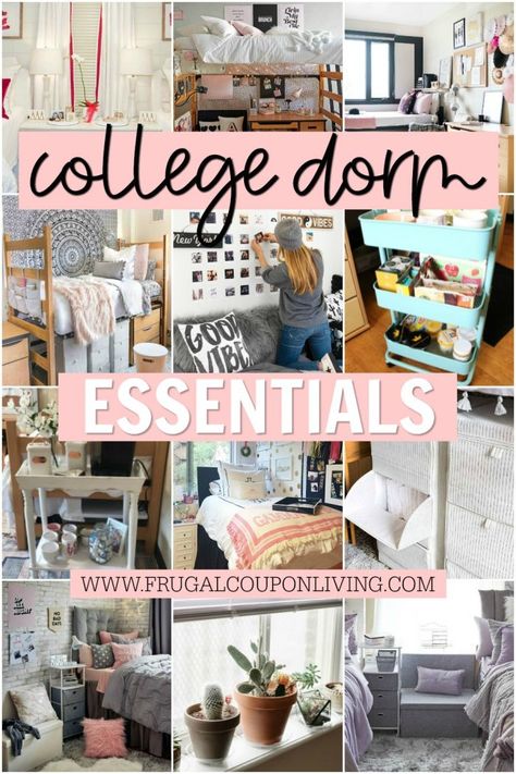 Inspiring College Dorm Decor Ideas including storage, organization, decorations, and hacks. Dorm room organization essentials, where to buy dorm room decor and cheap and affordable college living spaces you will want to copy. #FrugalCouponLiving #college #collegedorm #dorm #dormdecor #dormroomideas #dormroomdecor #dormroom #dormroomstorage #dormroomorganization #dormroomhacks #organization #storageideas #smallspaces Things For College Dorms, College Dorm Decor Ideas, Dorm Room Needs, Room Decor Essentials, Dorm Room Chairs, Dorm Room Ideas For Girls, Room Ideas For Girls, Clean Room Checklist, Dorm Hacks