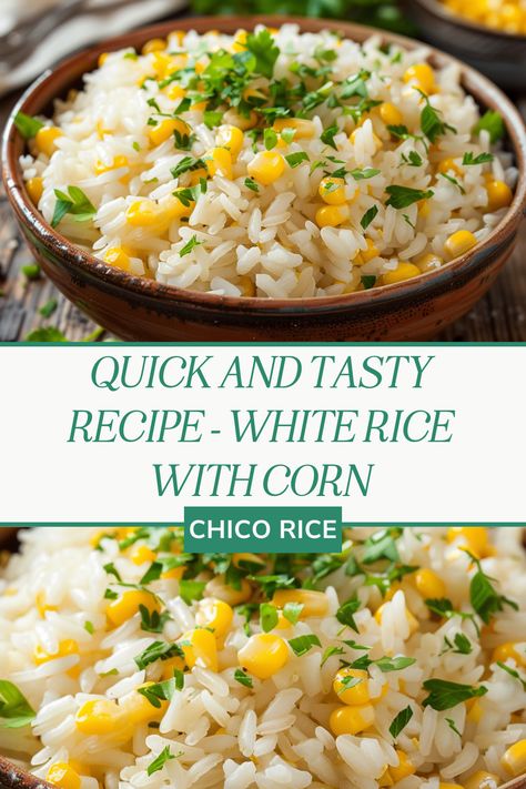 We've given this classic rice and corn dish a twist with our Blonde Rice! 🍚🌽 Super easy and ready in under 40 minutes!  Check out our blog for the full recipe!  #ChicoRice #RiceRecipe #QuickRecipe #HealthyRecipe Easy Minute Rice Recipes, Season White Rice, White Mexican Rice, White Rice And Corn, Mexican Rice With Corn, White Rice With Corn, Rice For Burritos, Mexican White Rice, Rice And Corn Recipe