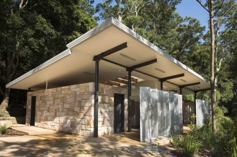 Blackbutt Recreation Area - Green Flush Restrooms | Prefabricated Toilets | Modular Toilets Toilet Outdoor Design, Outdoor Toilet Design, Outdoor Restrooms, Outdoor Toilet And Shower, Outdoor Restroom, Public Restroom Design, Restroom Architecture, Exterior Bathroom, Toilet Outdoor