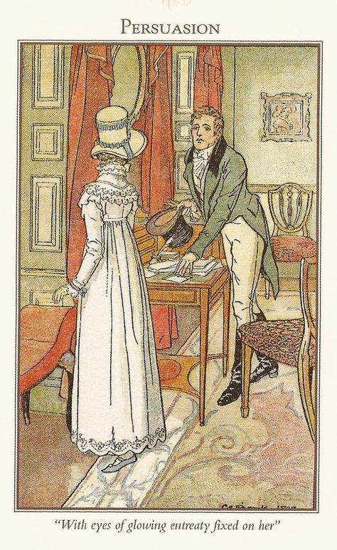 illustrations | Brock Illustrations of Jane Austen Books Persuasion Jane Austen, Elizabeth Gaskell, Jane Austen Novels, Walter Crane, Jane Austin, Jane Austen Books, Regency Fashion, Charlotte Bronte, Regency Era