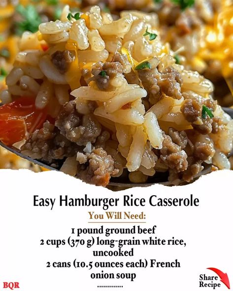 Easy Hamburger Rice Casserole – 99easyrecipes Simple Ground Beef Recipe, Recipes With Beef Consomme, French Onion Beef And Rice Casserole, French Onion Ground Beef Rice Casserole, French Onion Hamburger Rice Casserole, French Onion Ground Beef And Rice Casserole, Simple Meals With Ground Beef, Ground Beef And Onion Recipes, French Onion Ground Beef And Rice