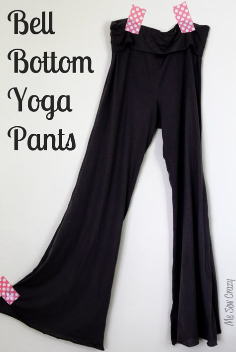 Knit Bell Bottom Yoga Pants for me ... with tutorial    I love that this blogger shows how to get the pants to fit your body right. She's amazing! Yoga Pants Diy, Bell Bottom Yoga Pants, Pants Diy, Pants Tutorial, Diy Yoga, Yoga Pants Pattern, Pants Sewing, Sewing Pants, Outfit Yoga