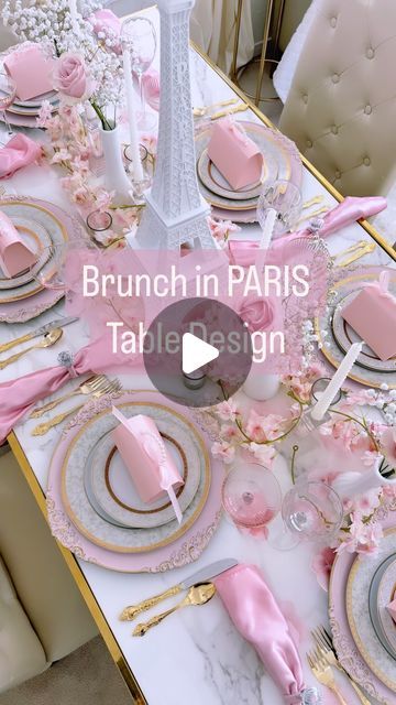 Parisian Engagement Party, Parisian Table Setting, Paris Brunch, Brunch In Paris, Spring In Paris, Bridesmaids Proposal, Brunch Decor, 50k Views, Brunch Table