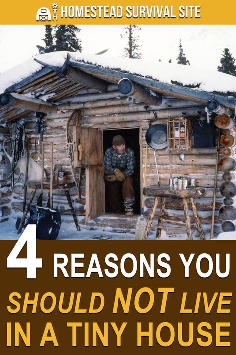 Before you purchase and move into a tiny house, be sure to consider these four reasons why you may not want to live in a tiny house. #homesteadsurvivalsite #tinyhouse #offgrid #frugalliving #minimalism Tiny Cabins, Small Barn House, Buy A Tiny House, Bushcraft Shelter, Tiny House Camper, Cabin Tiny House, Tiny House Interior Design, Off Grid Cabin, Building A Tiny House