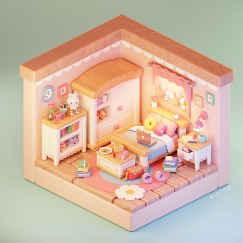 daniela iga: Image Blender House Design, Blender Room 3d, Isometric Room 3d, Blender Isometric, Blender House, Blender Aesthetic, 3d Isometric Room, Isometric Kitchen, Room Decor Pieces