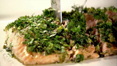 Roasted Salmon with Green Herbs Recipe : Ina Garten : Food Network Best Dinner Party Recipes, Roasted Salmon Recipes, Oven Roasted Salmon, Green Herbs, Good Roasts, Food Network Canada, Herb Recipes, Impressive Recipes, Barefoot Contessa