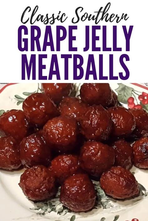 Southern Party Food, Appetizers Crockpot, Southern Party, Jelly Meatballs, Recipes Southern, Grape Jelly Meatballs, Appetizer Meatballs, Grape Jelly, Wontons