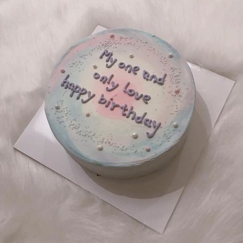 Dedication Cake, Birthday Cake For Boyfriend, Cake For Boyfriend, Pastel Cakes, Korean Cake, Simple Cake Designs, Mini Cakes Birthday, A Birthday Cake, Simple Birthday Cake