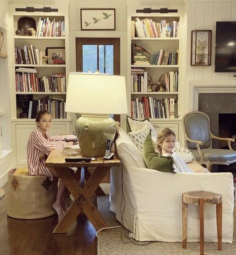 Desk Behind Couch, Behind Couch, Nancy Meyers, Decoration Inspiration, Living Room Inspo, Home Library, Saturday Morning, Architectural Digest, House Inspo