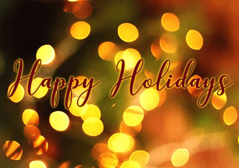 Happy holidays golden lights wishes card animation gif