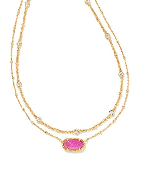 Kendra Scott Hot Pink Necklace, Preppy Kendra Scott Necklace Aesthetic, Kinda Scott Necklace, Kendra Scott Layered Necklaces, Hot Pink Kendra Scott Necklace, Kendra Scott Pink Necklace, Preppy Kendra Scott Necklace, Barbie Kendra Scott, Kendra Scott Necklace Layering