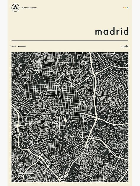 Madrid Map, Map Poster Design, Spain City, Street Map Art, Jazzberry Blue, City Map Poster, Map Art Print, City Street, Art Collage Wall