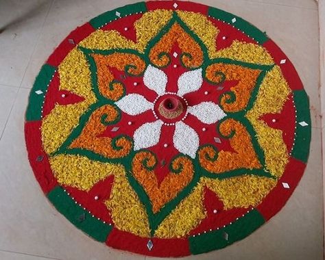 Top 9 Rice Rangoli Designs Rice Rangoli, Rangoli Designs For Competition, Latest Rangoli, Festival Rangoli, Rangoli Designs Latest, Simple Rangoli Border Designs, Rangoli Ideas, New Rangoli Designs, Seni Dan Kraf