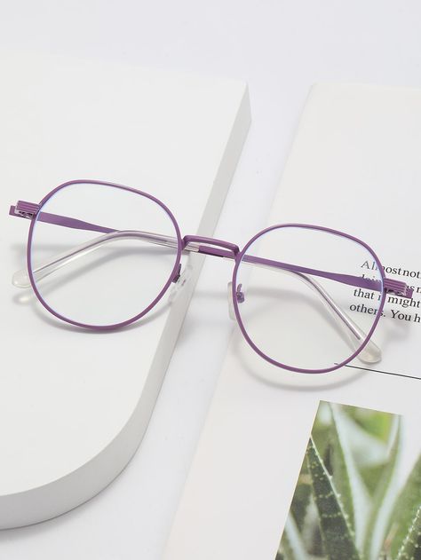 Purple Metal Frame Glasses, Eye Glasses Frames Trendy, Purple Glasses Frames, Trendy Specs, Specs Frames Women, Glasses Frames For Girl, Clear Glasses Frames Women, Glasses Women Fashion Eyeglasses, Cute Glasses Frames