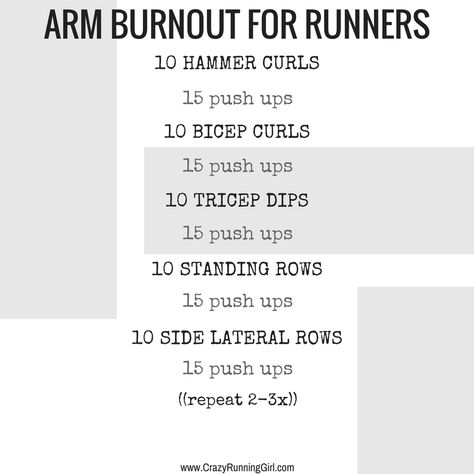 Best arm workouts for runners Burnout Workout, Workout For Runners, Arm Workout For Beginners, Good Arm Workouts, Runners Workout, Running Girl, Strength Training For Beginners, Strength Training For Runners, Fit Girl Motivation