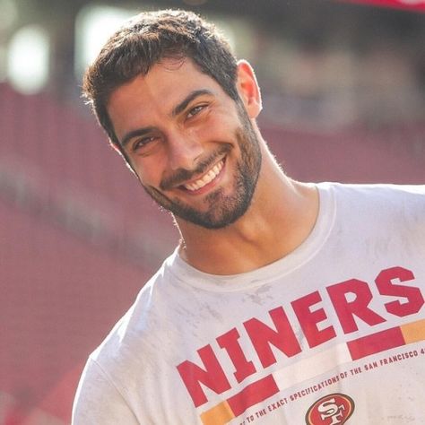 Jimmy Garoppolo  Repost By Pulseroll the leaders in Vibrating training & recovery products.  https://pulseroll.com/ 49ers Players, Nfl Football 49ers, Jimmy Garoppolo, 49ers Football, Rugby Men, Sf 49ers, American Football Players, Bear Men, Nfl Players