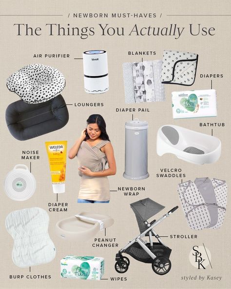 Hey there, new moms or soon-to-be mamas! This post is for you! I’m rounding up all of the newborn items you will ACTUALLY use. I know there are SO many things on the market and it can be overwhelming to know what you need. Here are the things I love and used on a daily basis with Ford and now West. | SBK Living Stroller Blankets, Diaper Pails, Infant Lounger, Newborn Items, Baby Essential List, Newborn Baby Needs, Baby Registry Items, Newborn Needs, Newborn Mom