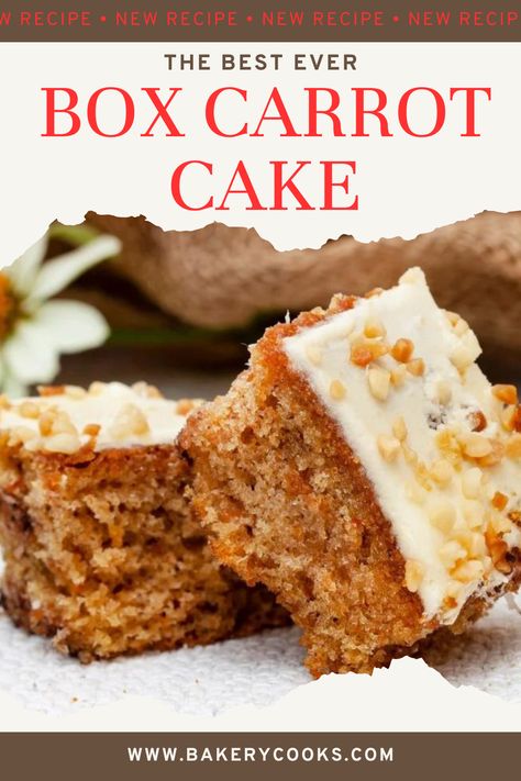 Box Carrot Cake is a convenient and delicious dessert option that combines the rich flavors of carrot, spices, and nuts in a moist cake. It often comes pre-mixed, requiring minimal preparation. Simply add eggs, oil, and water, then bake for a delightful treat that’s perfect for gatherings, celebrations, or a cozy afternoon snack. Enjoy! Cake Box Carrot Cake Recipe, Carrot Box Cake Recipes, Box Carrot Cake Recipes, Carrot Cake Using Cake Mix Boxes, Best Box Carrot Cake Recipe, Carrot Cake Box Mix Add Ins, Box Carrot Cake Recipe, Carrot Cake Easy, Box Cake Recipes