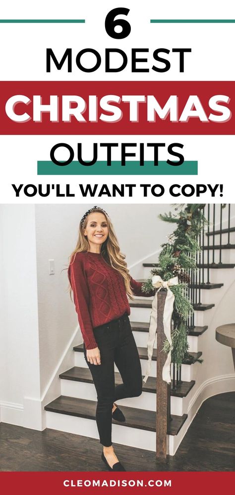 modest christmas outfits for women Christmas Party Outfits Winter, Family Christmas Party Outfits Casual, Christmas Day Outfit Women Casual, Casual Christmas Outfits For Women Jeans, Christmas Eve Outfits Church, Christmas Outfit Ideas For Women Classy Holiday Parties, Christmas Day Outfit Ideas, Christmas Eve Outfits For Teens, Christmas Outfit Pants