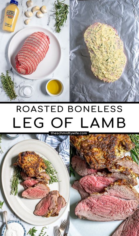 Lamb Loin Roast Recipes Ovens, Boneless Lamb Leg Roast Recipes, Boneless Lamb Leg Recipe, Boneless Lamb Roast, Roasted Boneless Leg Of Lamb, Lamb Leg Roast Recipes, Lamb Recipes Oven, Rosemary Roast, Leg Of Lamb Recipe