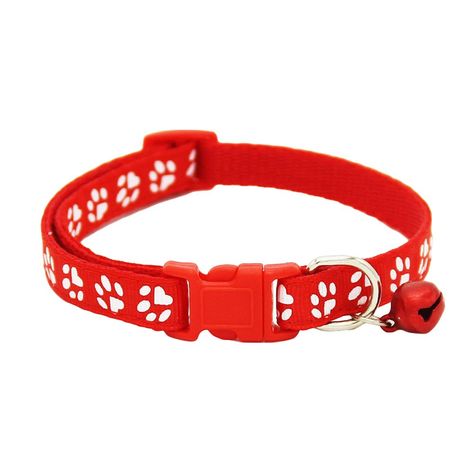 Polytree Pet Cute Paw Print Adjustable Buckle Collar with Bell for Dog Puppy Cat Kitten -- More details might be located at the picture link. (This is an affiliate link). Dog Collar Pattern, Collar With Bell, Kitten Collars, Pet Kitten, Puppy Collars, Dog Necklace, Dog Paw Print, Dog Collars & Leashes, Small Pet