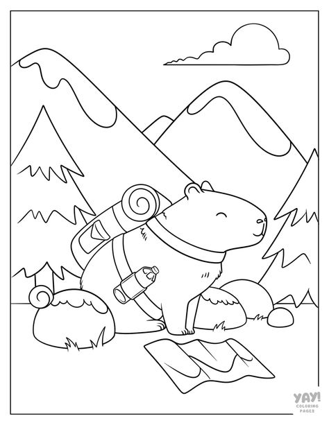 Capybara Coloring Pages (Free Printables) Coloring Book Animals, Easy Colouring Pages, Childrens Coloring Pages, Coloring Pages Cute, Fruit Coloring Pages, Unique Coloring Pages, Bear Coloring Pages, Kids Coloring Book, Alphabet Coloring Pages