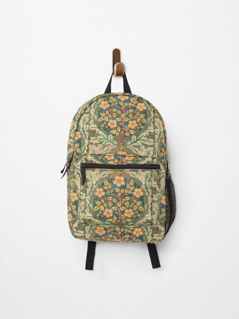 Boho Backpack School, Wreath Aesthetic, Birds In Forest, Homemade Backpack, Boho Backpacks, Tapestry Backpack, Marauders Aesthetic, Stella Bag, Flower Backpack