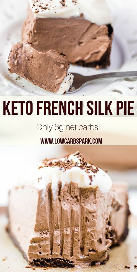 Keto French Silk Pie Dolce Poche Calorie, Sugar Free Whipped Cream, French Silk Pie, Silk Pie, Dessert Parfait, Desserts Keto, Postre Keto, Low Carb Snack, Keto Friendly Desserts