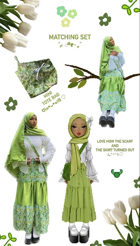 Muslim Friendly Outfits, Hijab Friendly Outfits, Goblin Core Outfit, Green Hijab, Outfits Muslim, Hijabi Fits, Stile Hijab, Mode Kawaii, Cute Modest Outfits