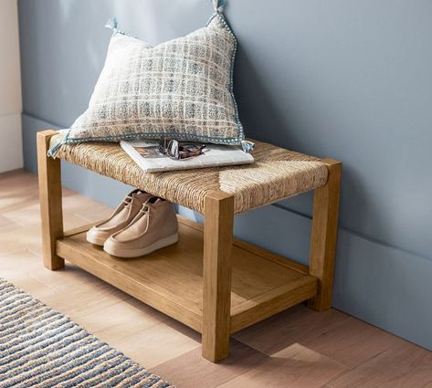 bench | Pottery Barn Entry Shoe Bench, Small Entry Bench, Entry Coat Rack, Small Entryway Bench, Foyer Furniture, Entry Furniture, Entry Bench, Small Entryways, Small Bench